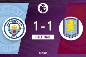 开云体育手机登录-半场-曼城暂1-1维拉 B席建功 拉什福德中柱+点射扳平